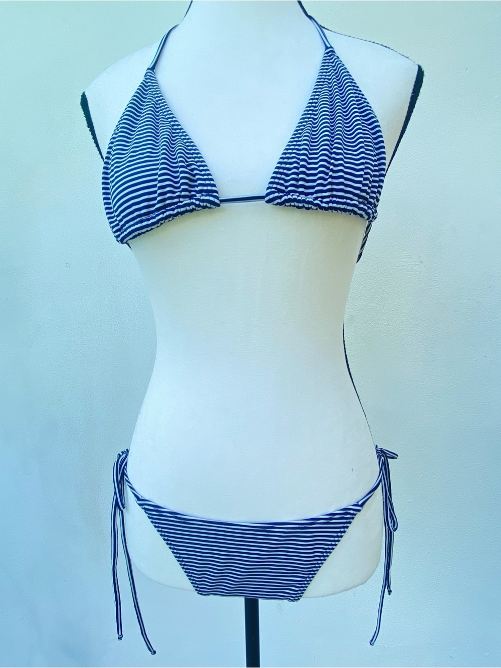 Kiminis Brazilian Navy & White Stripe Bikini Set Size Small